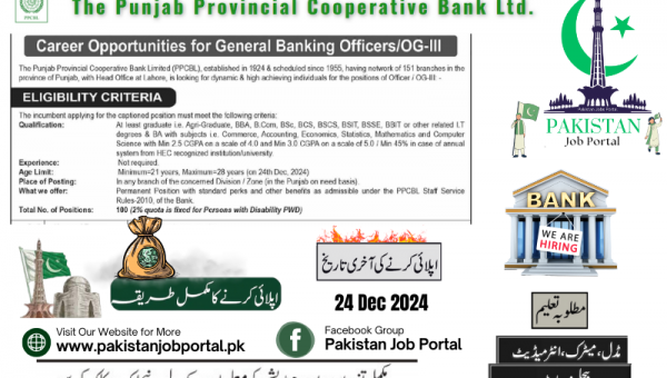 Career Opportunities for IBA (PPCBL) General Banking Officers/OG-III